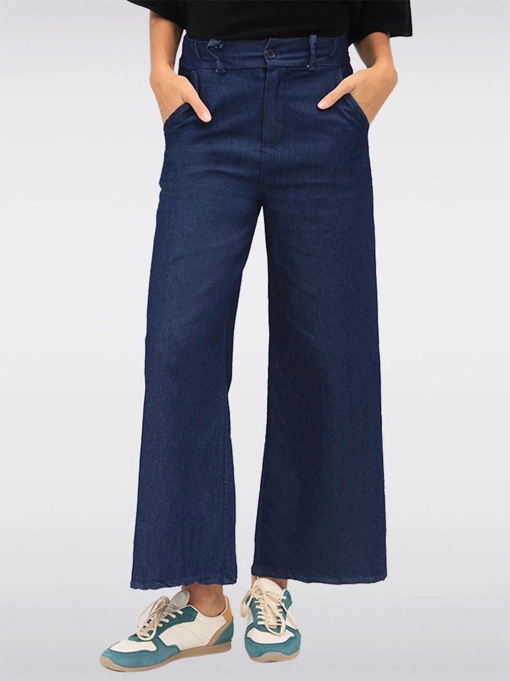 Froccella Made in Italy Wide Leg Stretch Denim Pants Size M